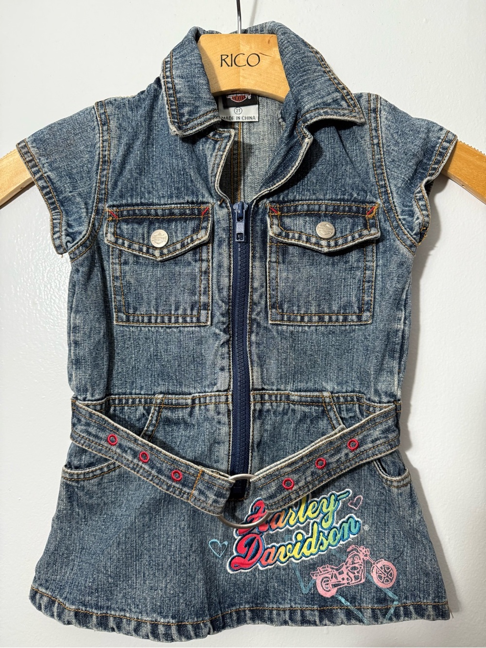 Vintage Harley Davidson Toddlers Denim Dress